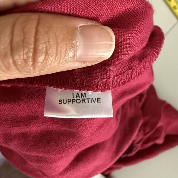 FLAX Designs Linen Pants 1G Fuschia Pink Women Wide Leg Lagenlook Pull On Pocket - Picture 5 of 10